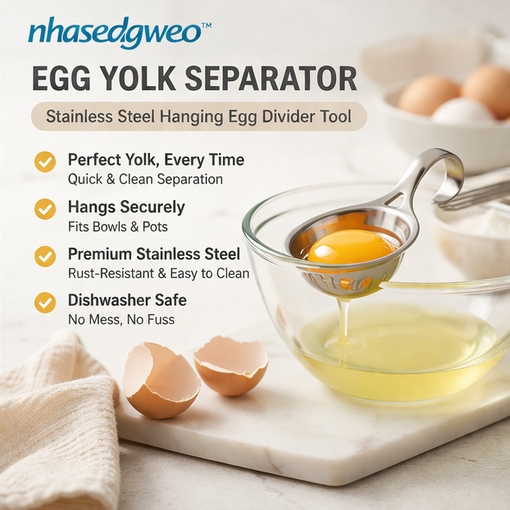 nhasedgweo™ Egg Yolk Separator – Stainless Steel Hanging Egg Divider Tool